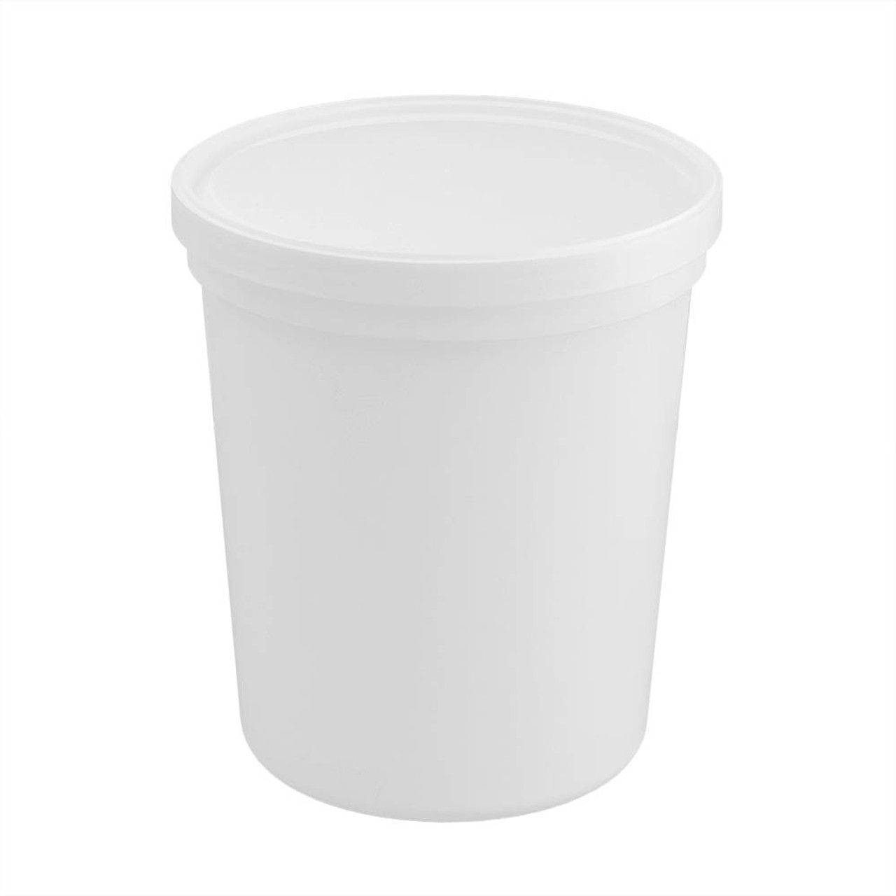 Plastic tubs with lids: food grade containers.