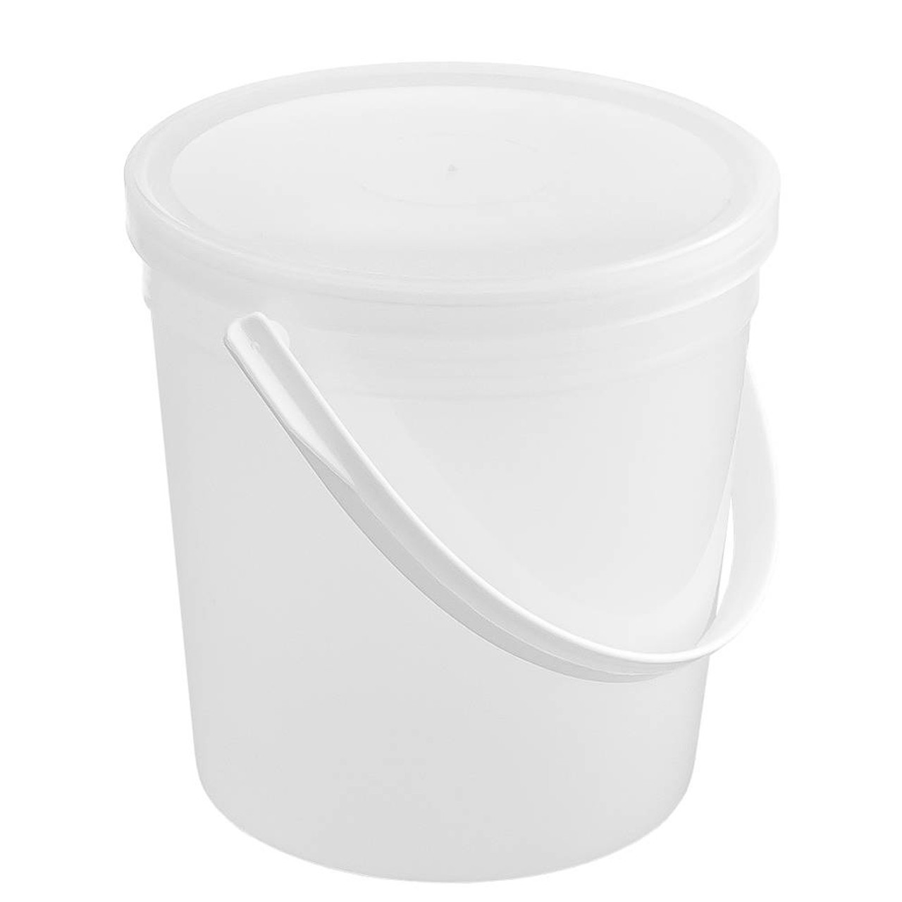 White Plastic Bucket with Handle and Lid 3 Gallon All Industrial Pail Food  Grade Party Tub Empty Paint Can for Storage Organizer Container 10l