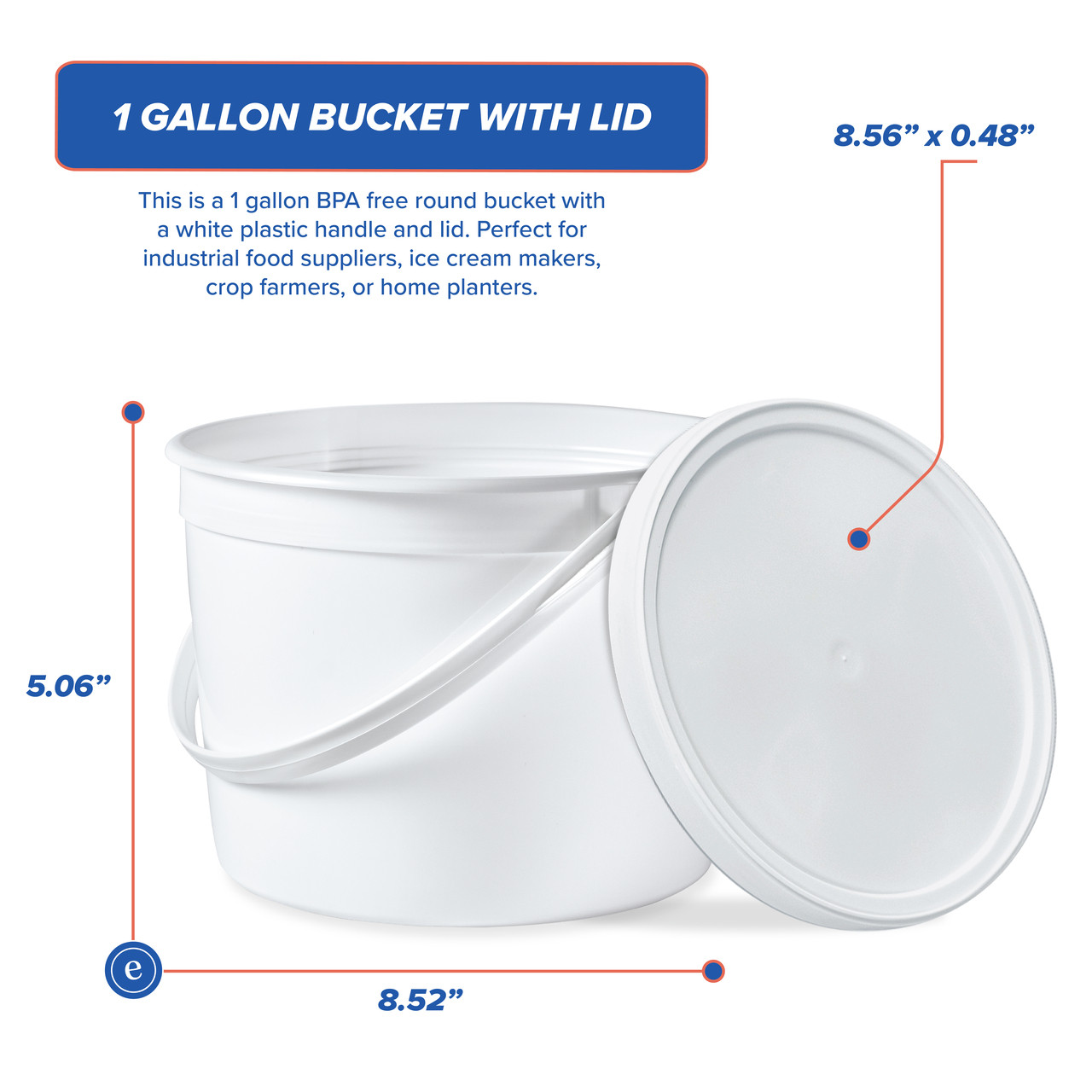 Premium 1 Gallon Buckets, Free Shipping