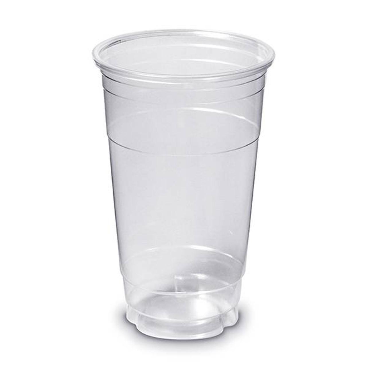 100 Pack] 20 oz Clear Plastic Cups with Flat Lids and Clear Straws