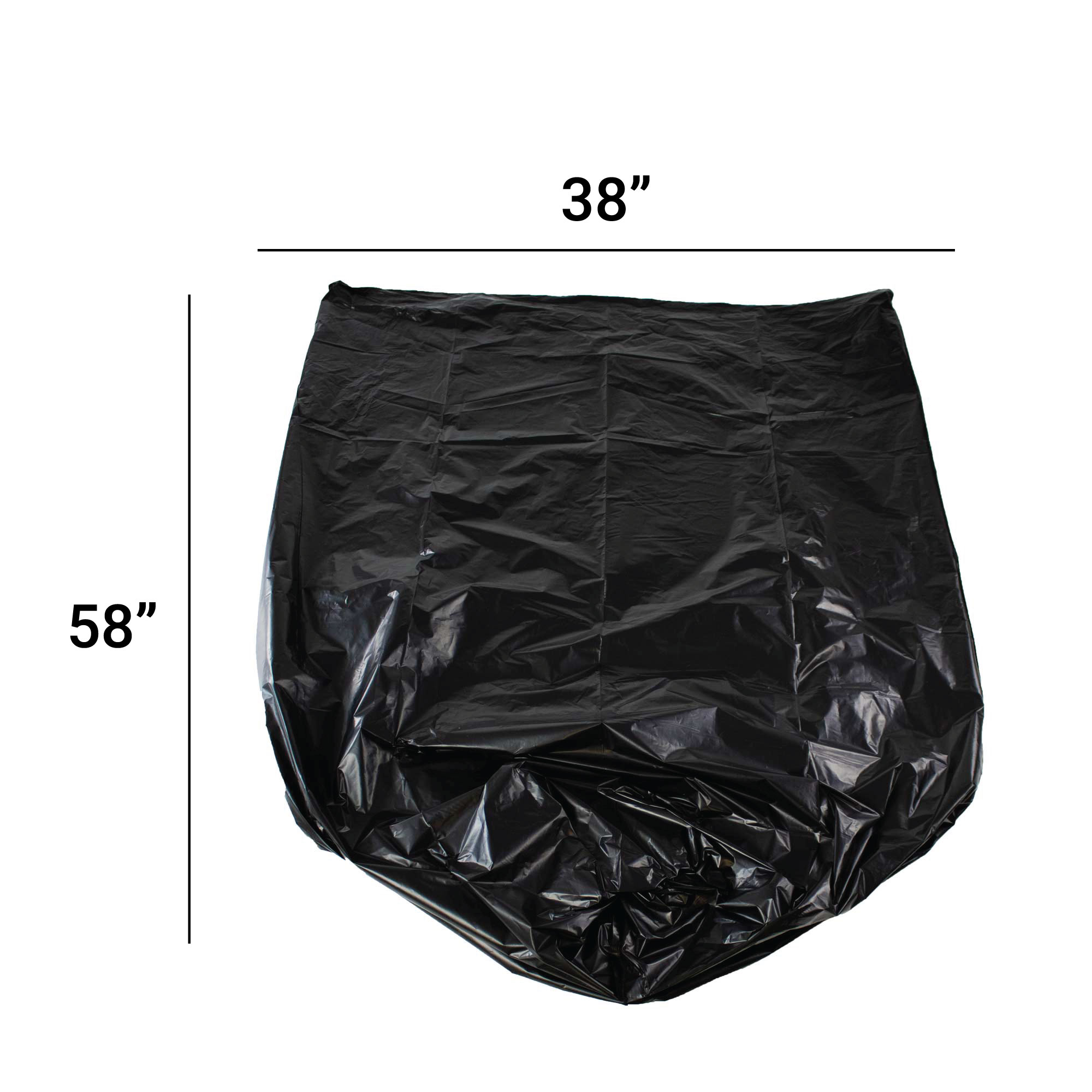 55 Gallons 1.3 Mil Black Low Density Trash Bags 22x14x58 - 100 Bags/Case