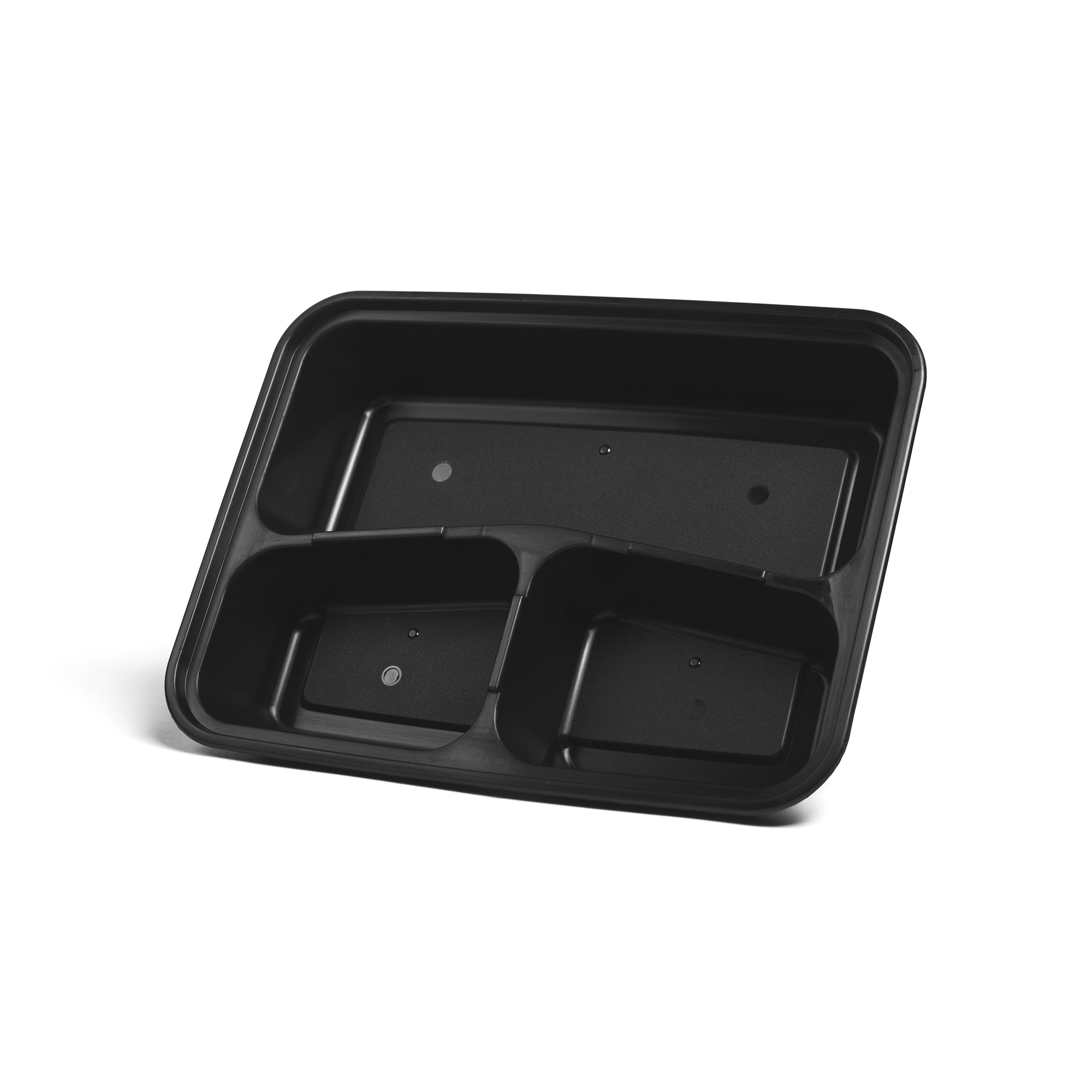 3 Compartment 33 oz. Rectangular Black Containers and Lids, Case of 150