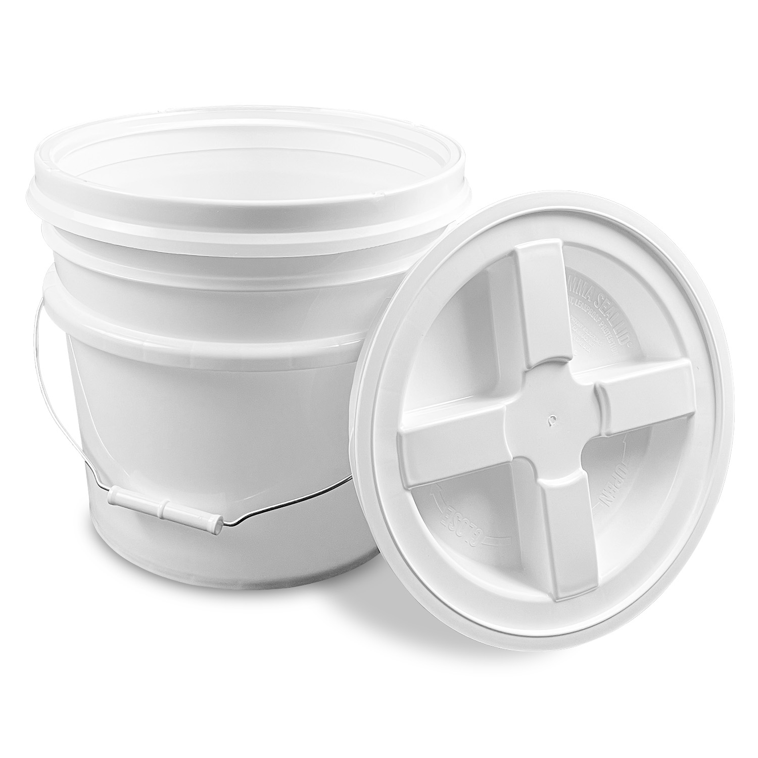 Bucket - 3.5 Gallon White Bucket Metal Handle with lid