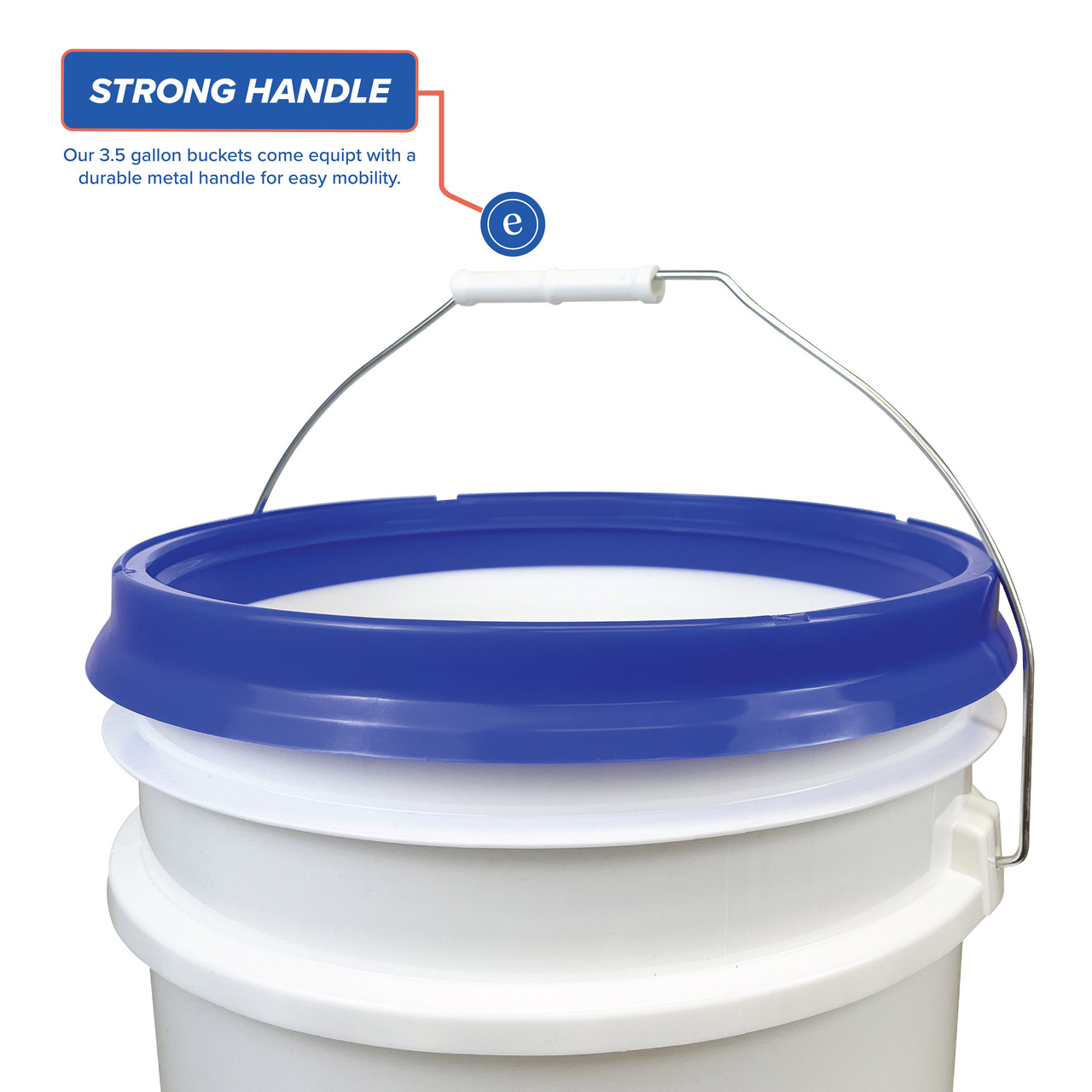 1 Gallon BPA Free Food Grade Round Plastic Bucket with White Plastic Handle  with Lid (T808128B & L808) - starting quantity 30 count - FREE SHIPPING -  ePackageSupply