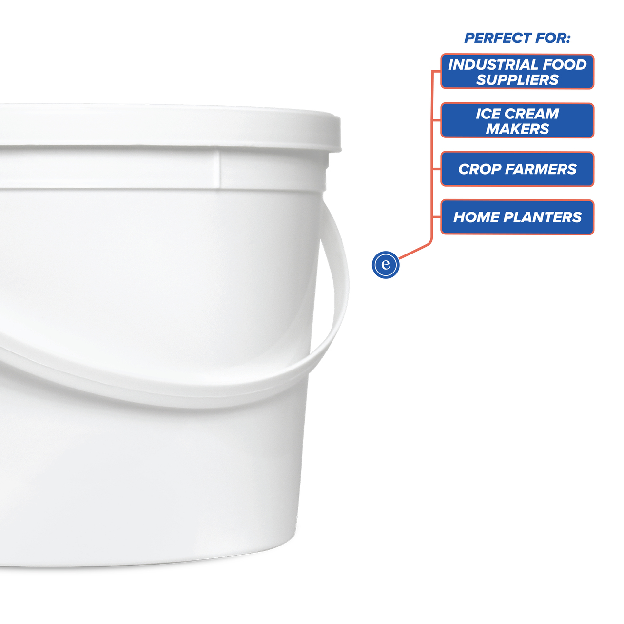 1 Gallon Round Plastic Buckets (White) w/ Plastic Handle