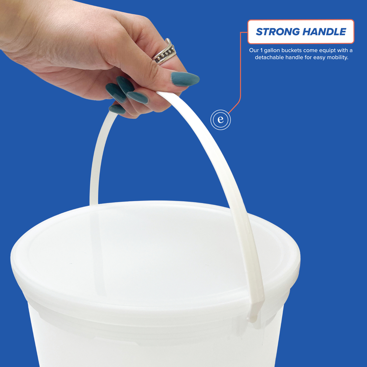 1 Gallon BPA Free Food Grade Round Plastic Bucket with White