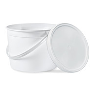 1 Gallon BPA Free Food Grade Round Plastic Bucket with White Plastic Handle with Lid (T808128B & L808) - starting quantity 30 count - FREE SHIPPING