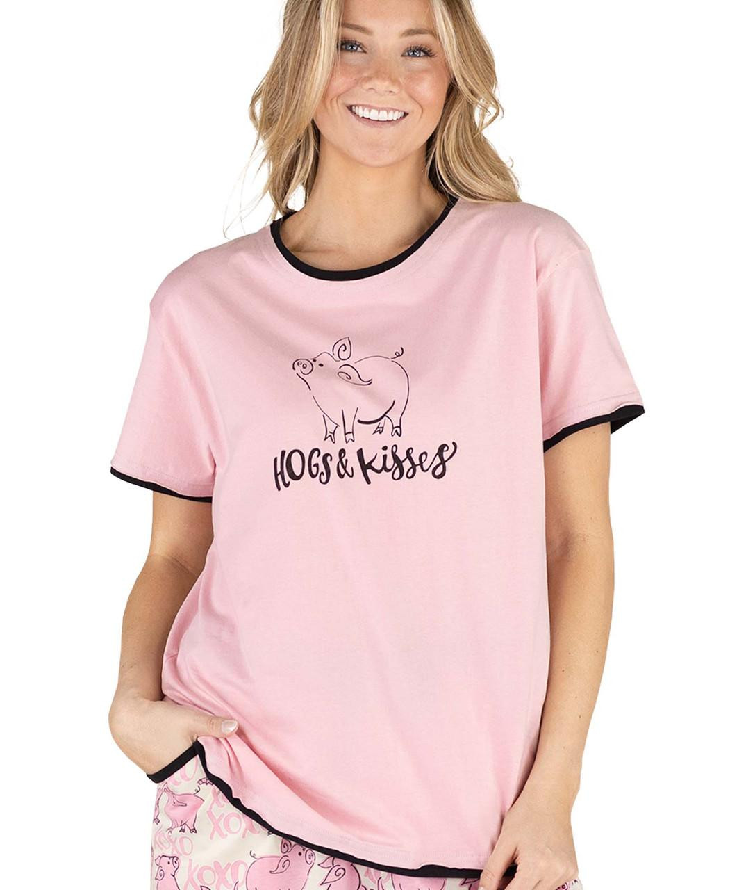Hogs & Kisses Women's Pig Regular Fit Tee - Lazy One