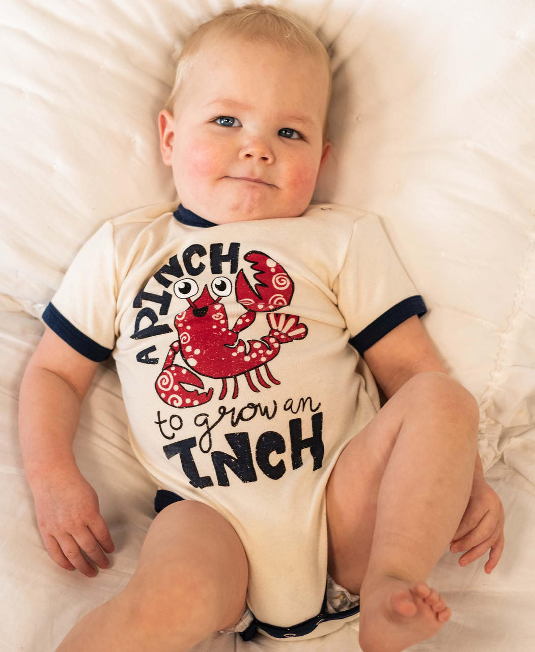 Pinch to Grow an Inch Lobster Infant Creeper Onesie Lazyone