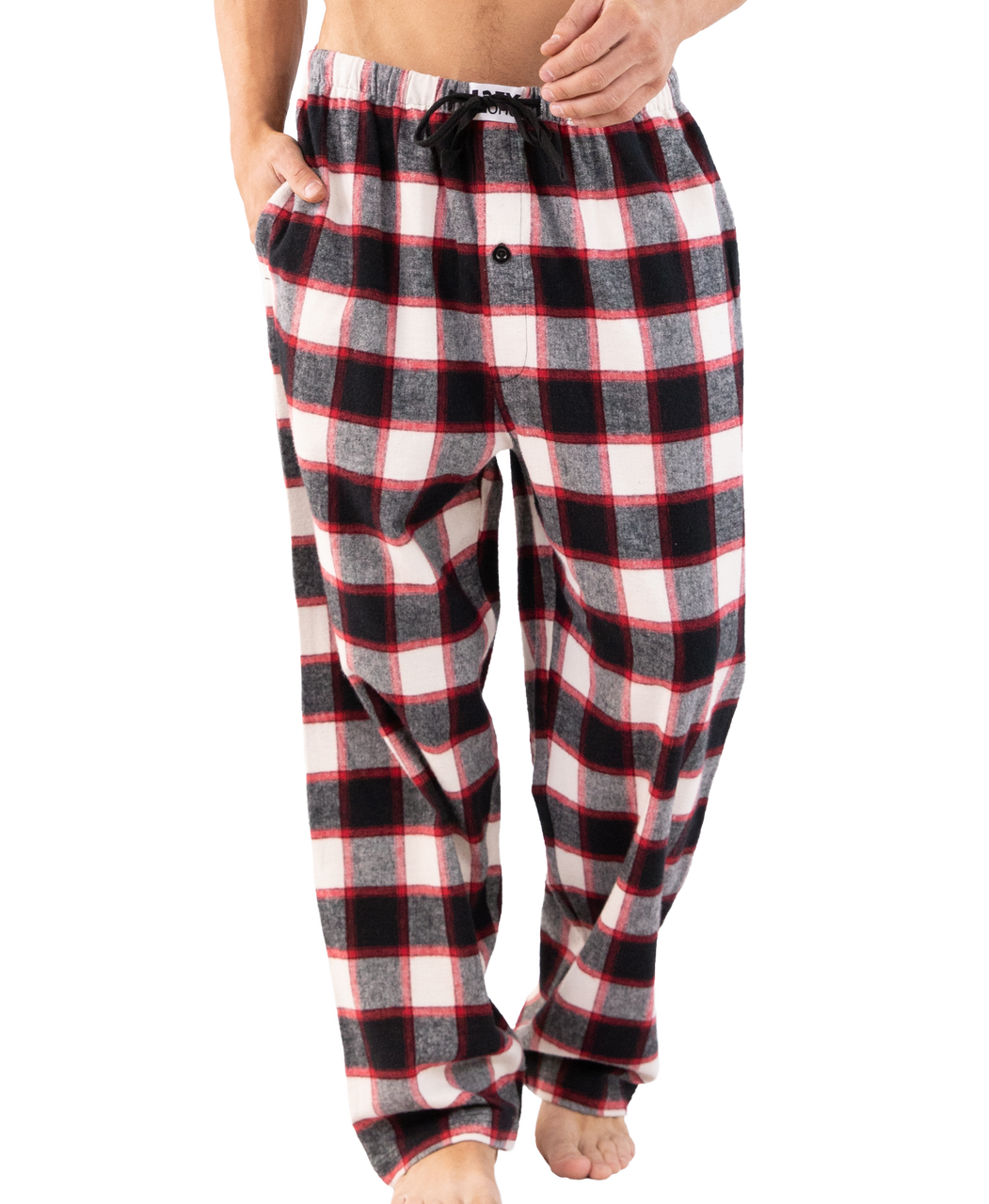 Adult Women Men Unisex Pajama Pants Plaid Red White Black Fleece