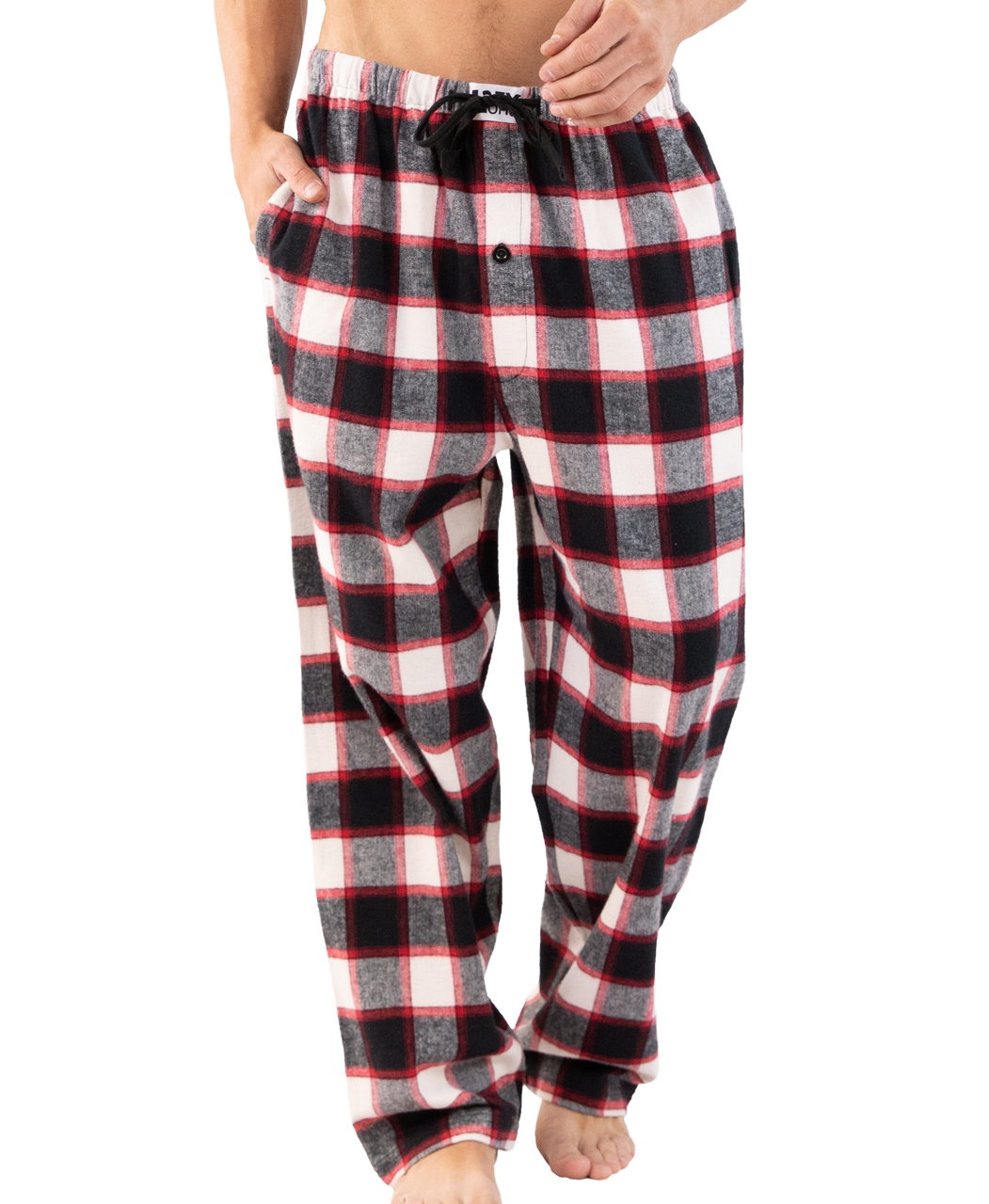 Adult Women Men Unisex Pajama Pants Plaid Red White Black Fleece