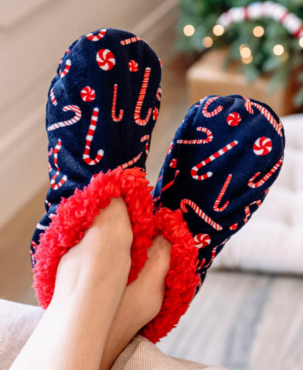 Candy Cane Fuzzy Feet Slipper