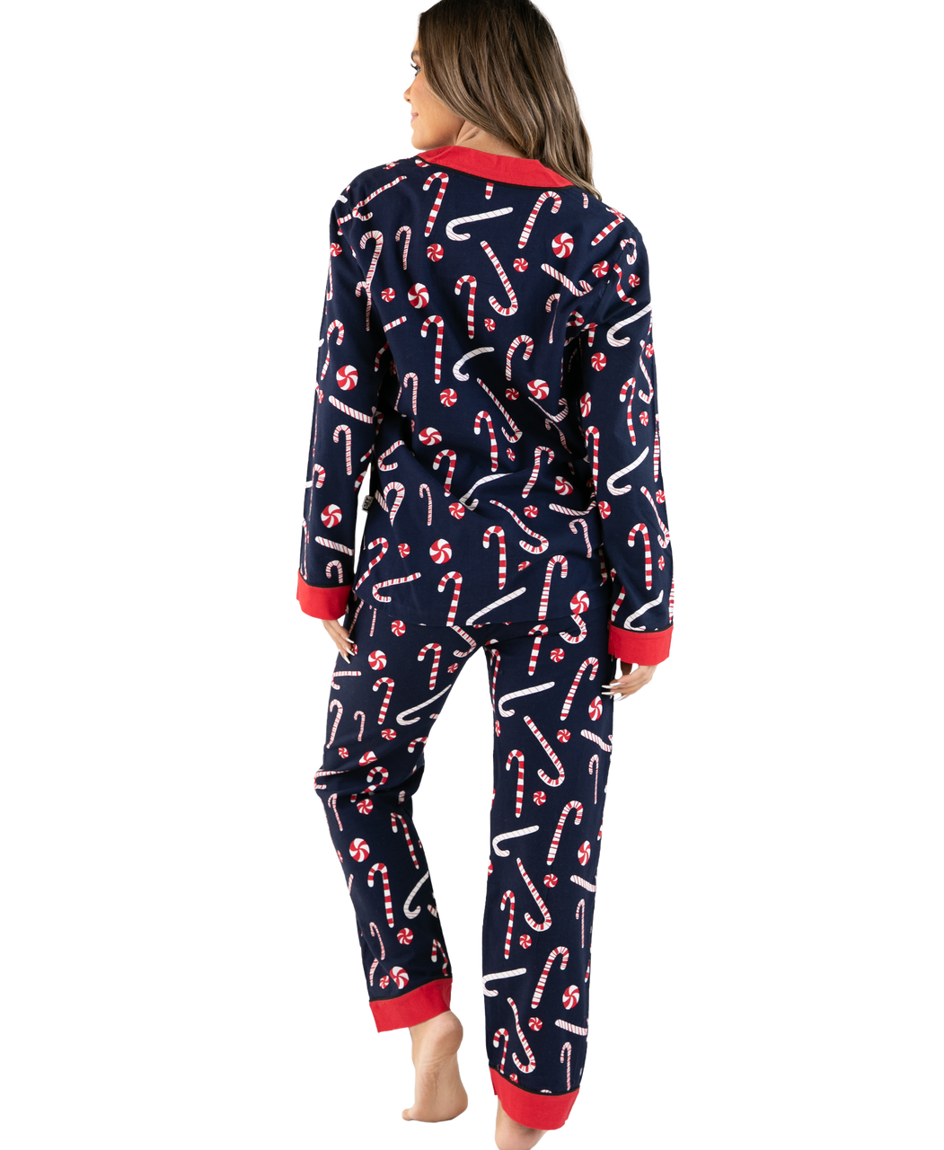 Candy Cane Women's Button Down Pajama Set