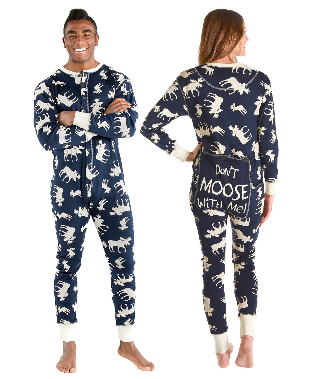 Classic Moose Adult Blue Onesie Flapjack