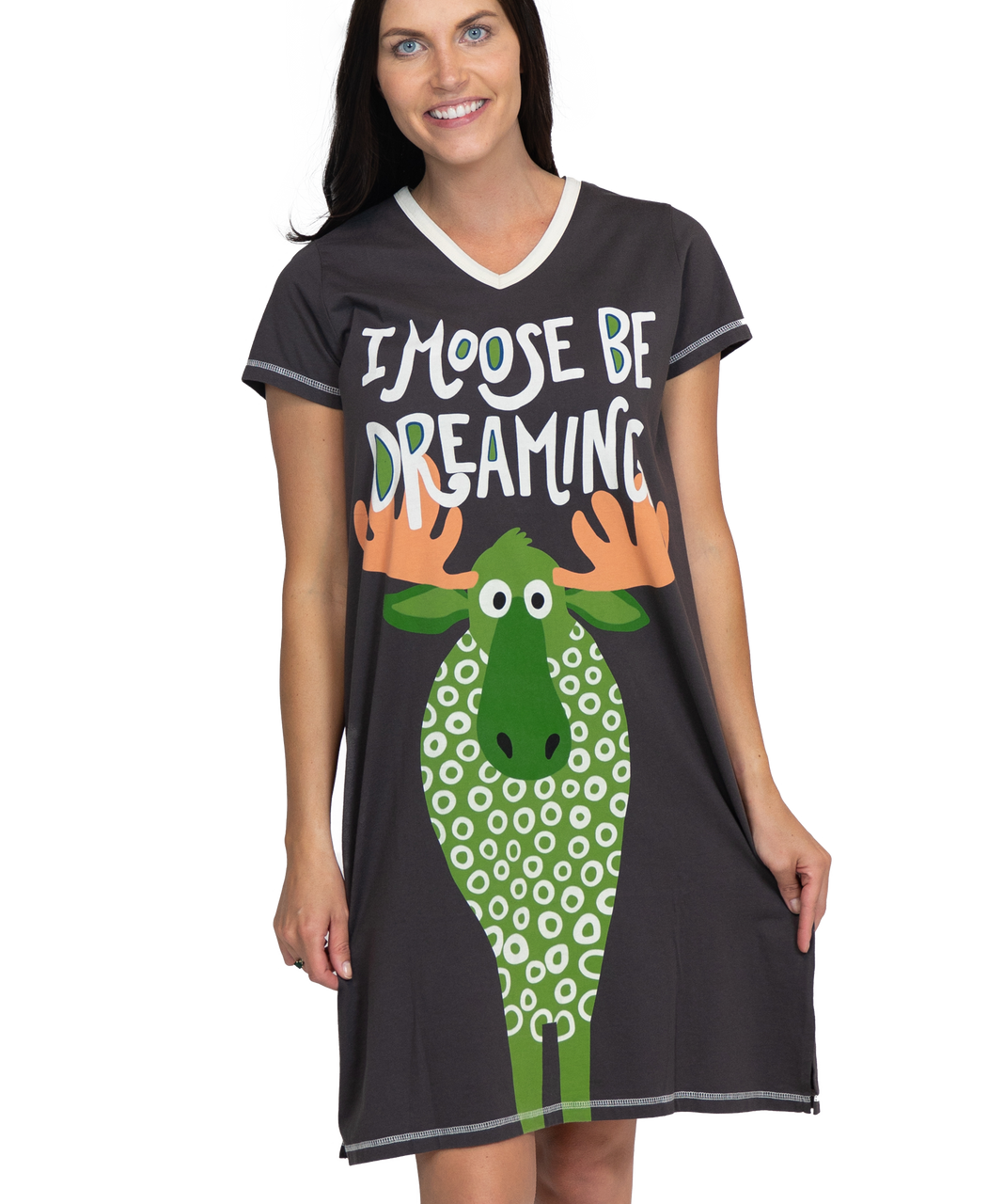 トップス niceness farlowe I Moose Be Dreaming Women's V-Neck Nightshirt - Lazy One