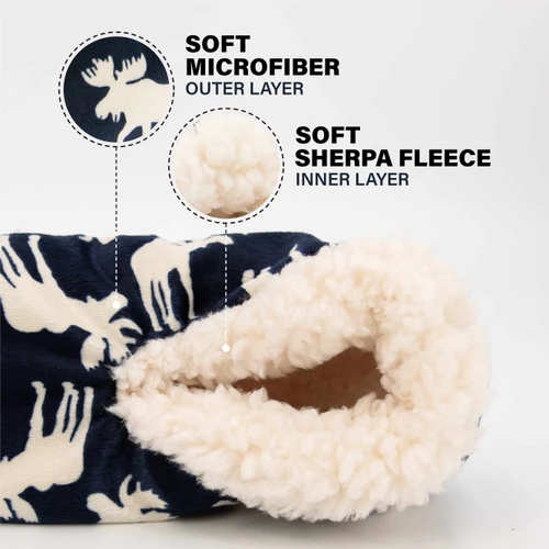 Classic Moose Blue Fuzzy Feet Slipper