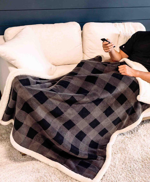 Grey Plaid Sherpa Throw Blanket Grey Plaid Sherpa Throw Blanket