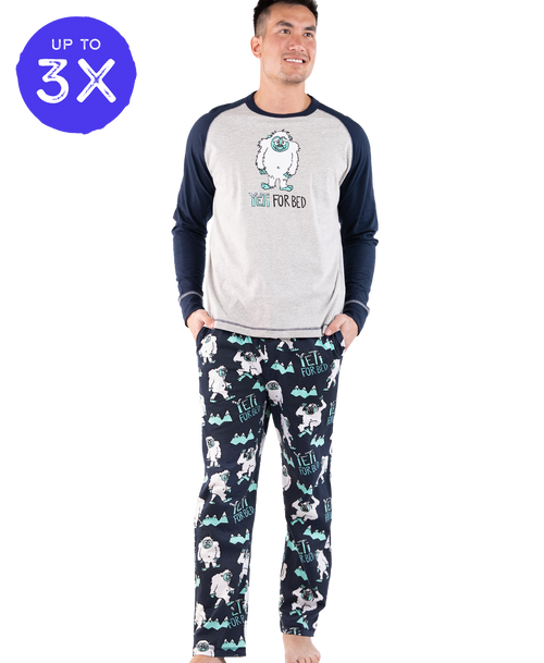  Yeti For Bed Men's Long Sleeve Pajama Set 