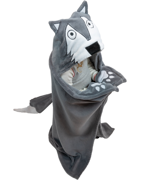Wolf Kid's Hooded Blanket Wolf Kid's Hooded Blanket