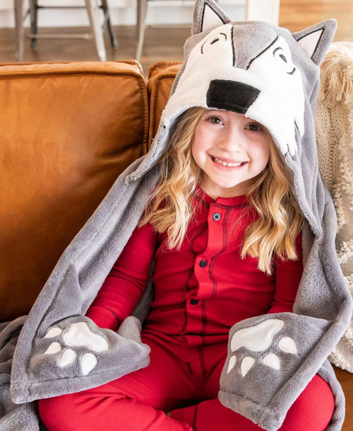 Wolf Kid's Hooded Blanket Wolf Kid's Hooded Blanket