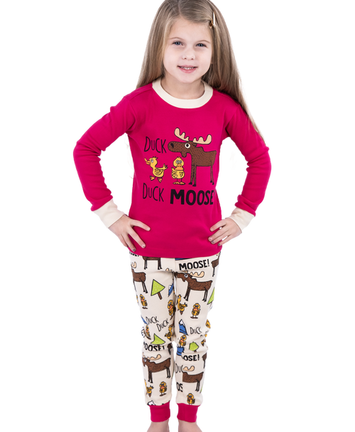  Duck Duck Moose Pink Kid's Long Sleeve PJ's 