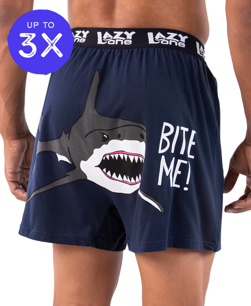  Bite Me! Men's Shark Funny Boxer 