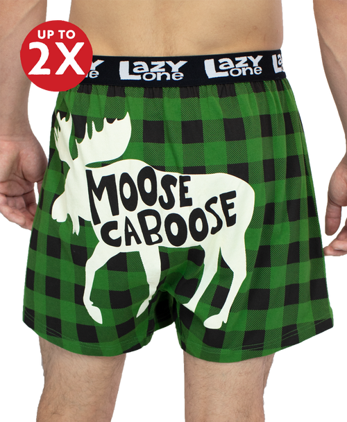  Moose Caboose Plaid Men's Funny Boxer 