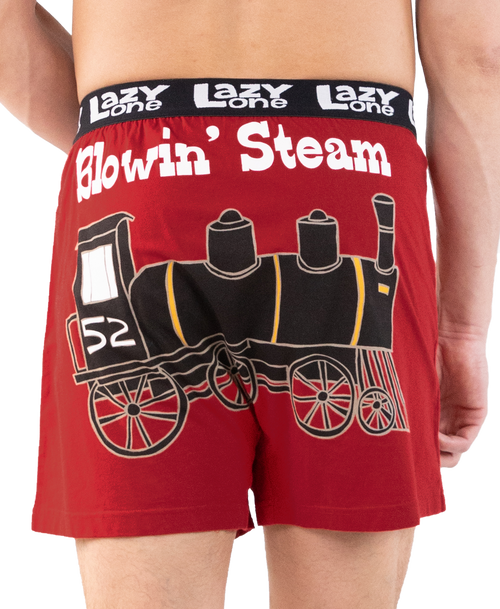  Blowing Steam Men's Train Funny Boxer 