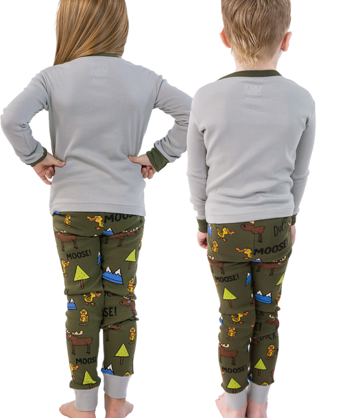 Mountain Moose Kid's Long Sleeve PJs - Forests, Tides, and Treasures
