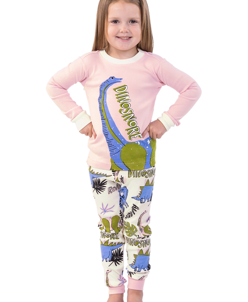  Dinosnore Pink Kid's Long Sleeve PJ's 