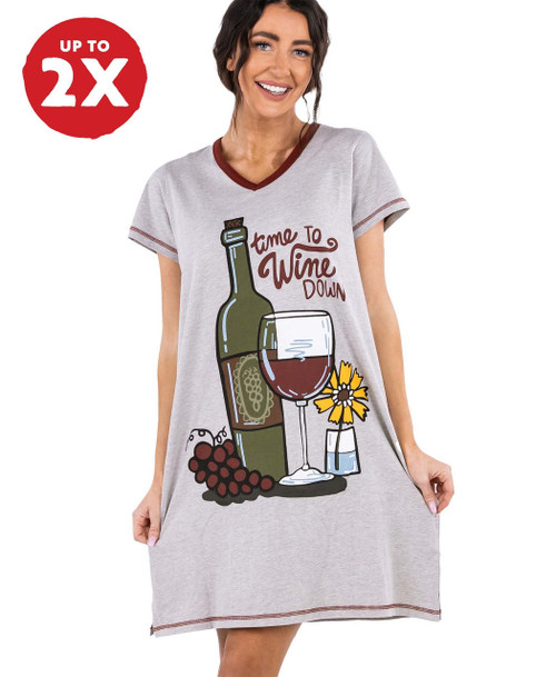  Time To Wine Down Women's V-Neck Nightshirt 