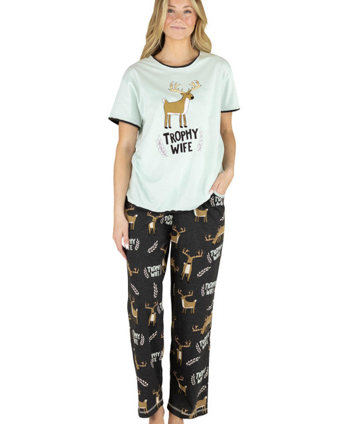  Trophy Wife Women's Regular Fit Deer PJ Set 