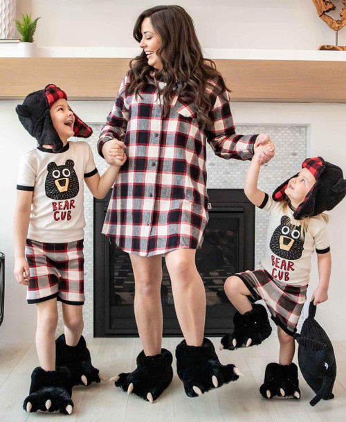 Black Bear Kid and Adult Paw Slipper Black Bear Kid and Adult Paw Slipper