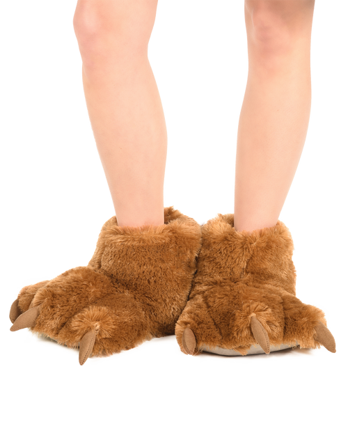  Brown Bear Kid and Adult Paw Slipper 