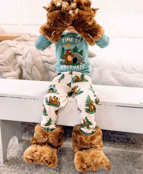 Brown Bear Kid and Adult Paw Slipper Brown Bear Kid and Adult Paw Slipper