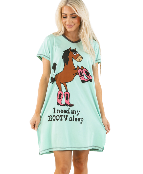  Booty Sleep Blue Women's V-neck Nightshirt 