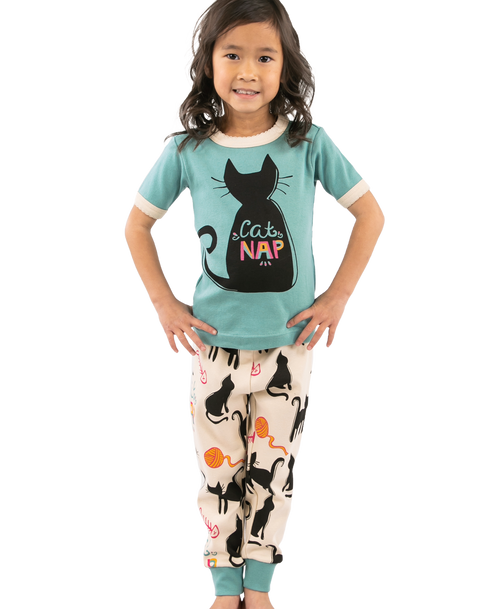  Cat Nap Blue Kid's Short Sleeve PJ's 