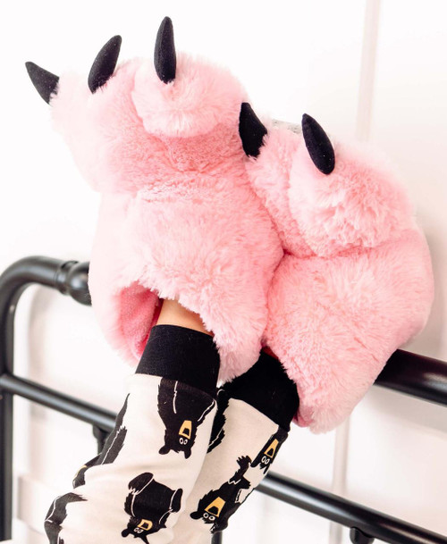 Pink Bear Kid Adult Paw Slipper Pink Bear Kid Adult Paw Slipper