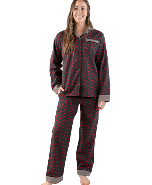  Mini Moose Women's Button Down Pajama Set 