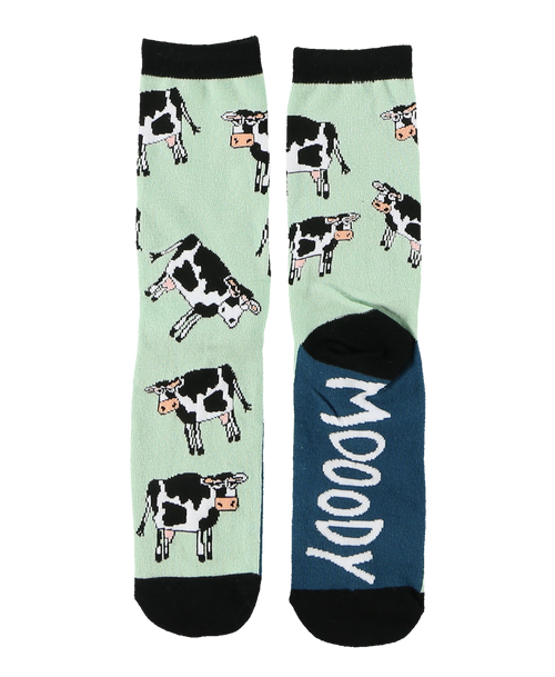  Moody In The Morning Cow Crew Sock 