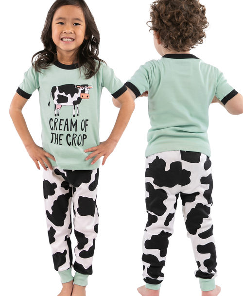  Cream of the Crop Kid's Short Sleeve Cow PJ 