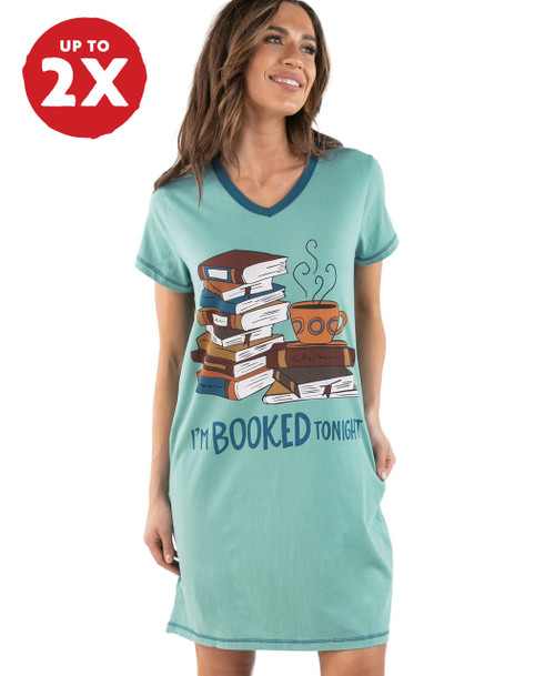  Booked Tonight Women's V-Neck Nightshirt 