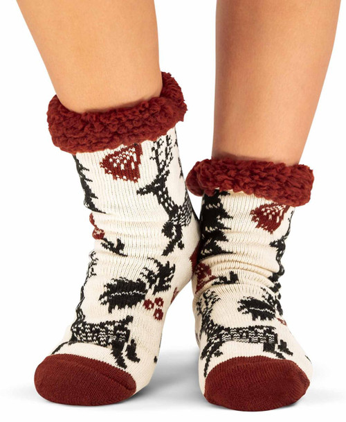 Silent Night Reindeer Plush Sock 