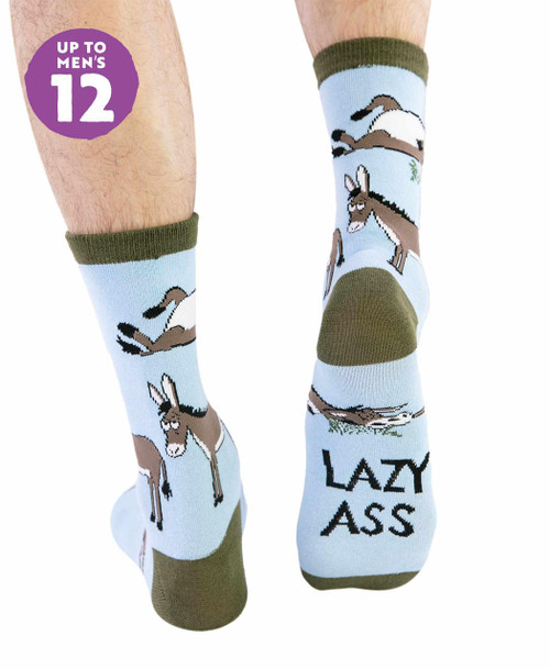  Lazy Ass Donkey Blue Crew Sock 