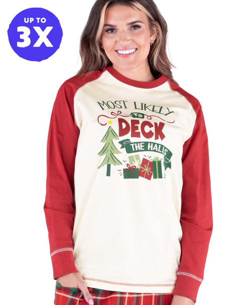  Most Likely Deck The Halls Long Sleeve PJ Tee 