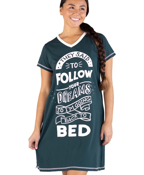  Follow Your Dreams Women's  V-neck Nightshirt 