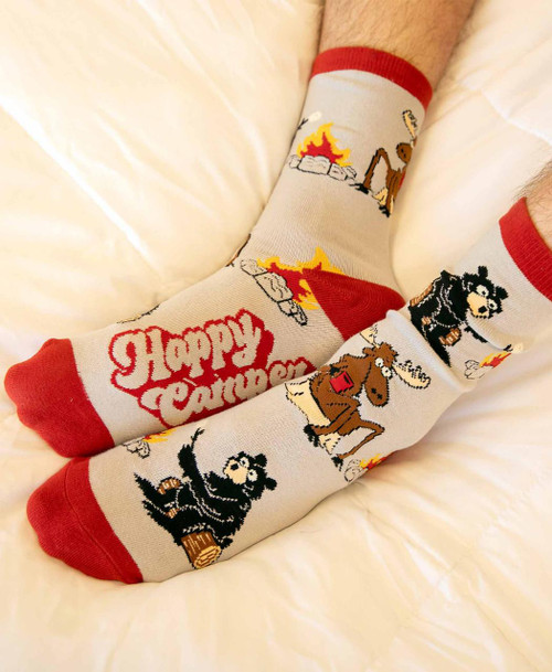  Happy Camper Grey Crew Sock 