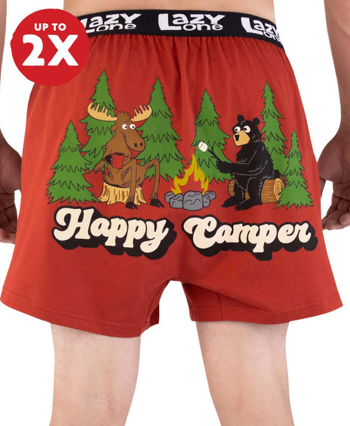  Happy Camper Men's Funny Red Boxer 