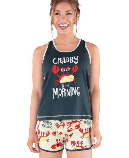 Crabby In The Morning Women's Blue Tank & Short Set Crabby In The Morning Women's Blue Tank & Short Set