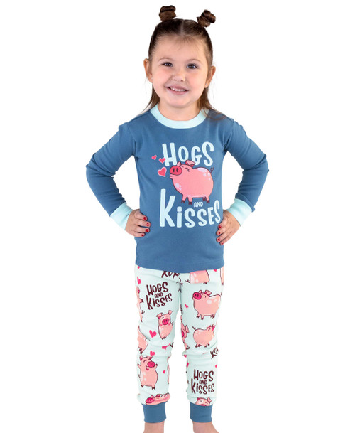  Hogs & Kisses Kid's Long Sleeve Blue PJ's 